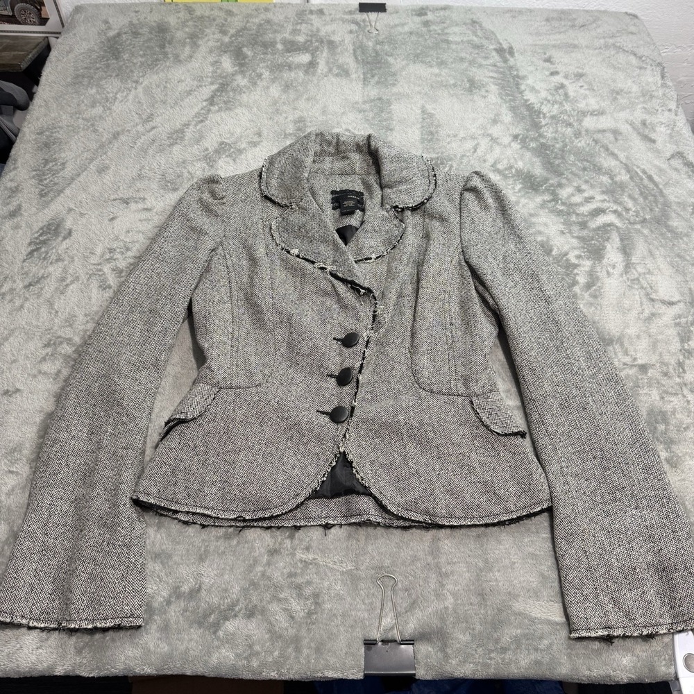 VTG Y2K Jak&Rae Herringbone Cross Sweater Blazer Jacket Womens XS‎ Grunge Goth